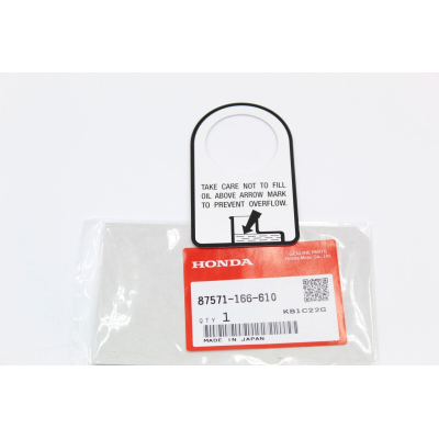 HONDA ETICHETTA SERBATOIO OLIO MISCELATORE PER NS125F/R 86-88 87571-166-610 | Mamoto Ricambi