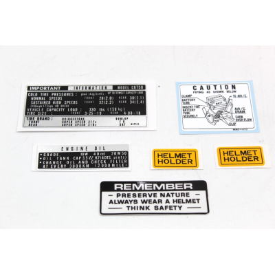 HONDA KIT ADESIVI AVVERTENZE PER CB750 FOUR K0-K6 CON REMEMBER NERO 87560-323-670ZA | Mamoto Ricambi