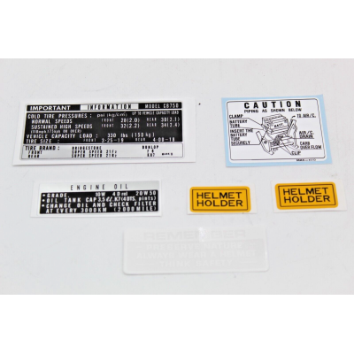 HONDA KIT ADESIVI AVVERTENZE PER CB750 FOUR K0-K6 CON REMEMBER BIANCO 87560-323-670ZA | Mamoto Ricambi