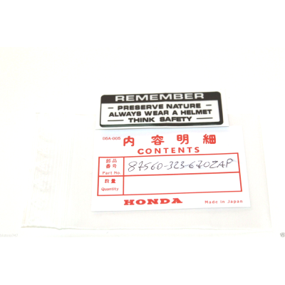 HONDA ADESIVO REMEMBER SERBATOIO CB450 TWIN-CB750 FOUR COLORE NERO 87560-323-670A | Mamoto Ricambi