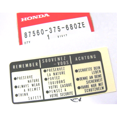 HONDA ADESIVO REMEMBER SERBATOIO CB400 FOUR-CB500 FOUR K3 COLORE NERO | Mamoto Ricambi