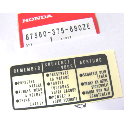 HONDA ADESIVO REMEMBER SERBATOIO CB750 FOUR K6-K7 COLORE NERO | Mamoto Ricambi