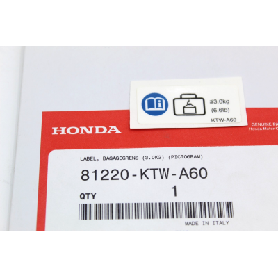 HONDA ADESIVO LIMITE CARICO SH125-150-SH300-S-WING125-150-PES125-150-CBR125 | Mamoto Ricambi