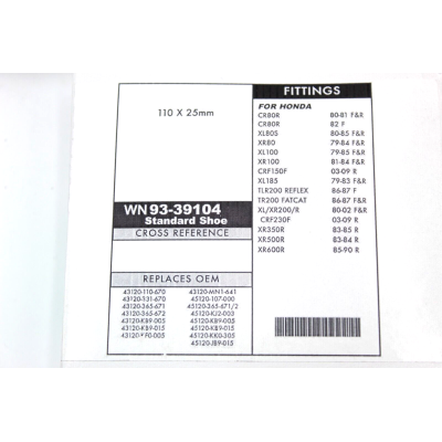 HONDA KIT GANASCE FRENO POSTERIORI MTX125-NS125F-R | Mamoto Ricambi