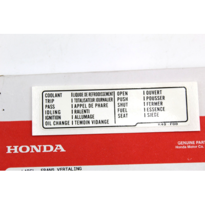 HONDA ADESIVO TRADUZIONE SH125-150-SH300-FORZA 125-VISION 110 87562-K40-F00 | Mamoto Ricambi