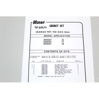 KAWASAKI KIT GUARNIZIONI MOTORE COMPLETA PER KH400 A3-A4-A5 W288570070KW | Mamoto Ricambi